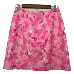 Lilly Pulitzer | White Label Vintage Grrranium Pink Panther Floral lined Skirt 6